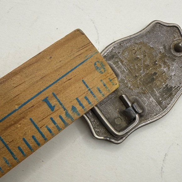 Vintage Texas Belt Buckle Red Enamel Western Floral Silver Tone Collectible - Picture 7 of 12